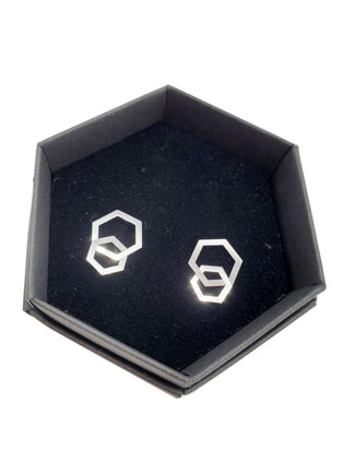 Earrings - Silver Hexagons