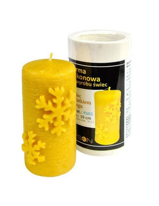 Cylinder With Snow Flakes Candle Mould